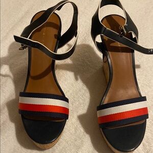 Tommy Hilfiger Nautical Blue and Red Wedges